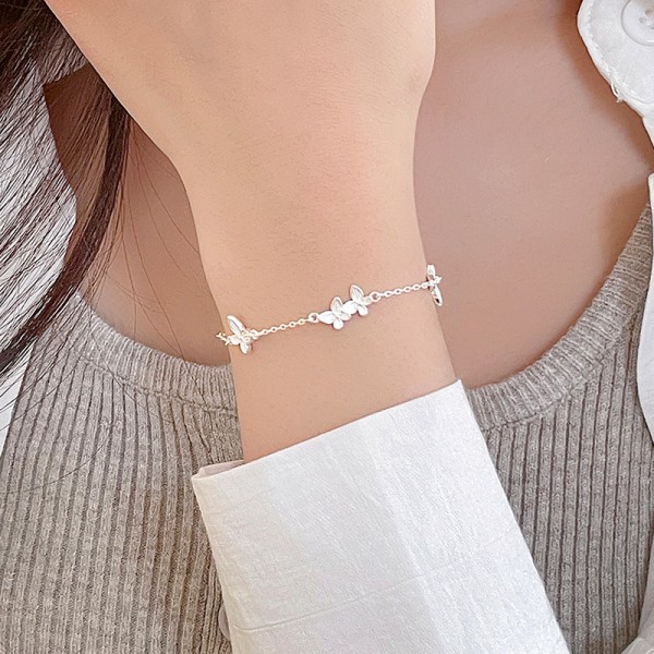 925 Sterling Silver Twin Butterflies Bracelet