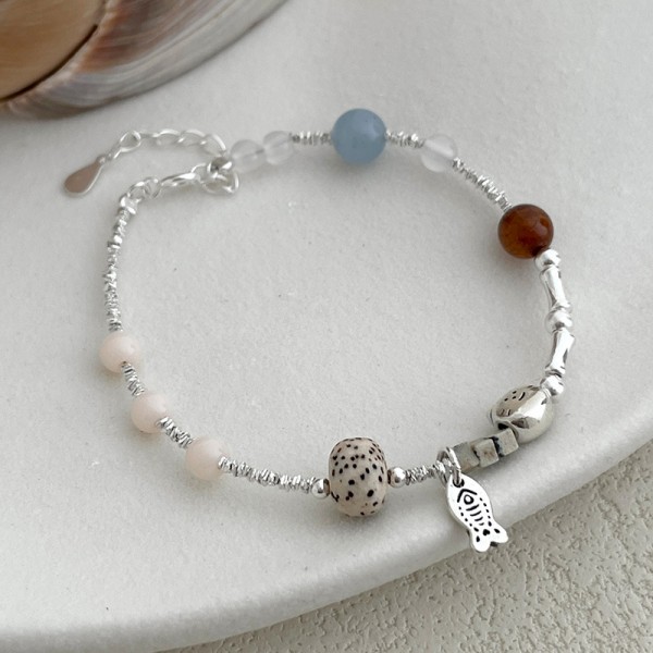 925 Sterling Silver Cat and Fish Bracelet