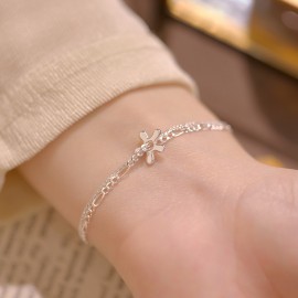 925 Sterling Silver Coral Double-Layer Chain Brace...