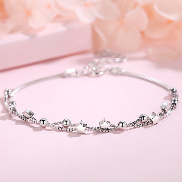 925 Sterling Silver Star Double-Layer Chain Bracelet