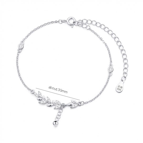 999 Sterling Silver Willow Leaf Bracelet
