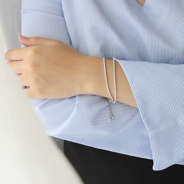 925 Sterling Silver Square Double-Layer Bracelet