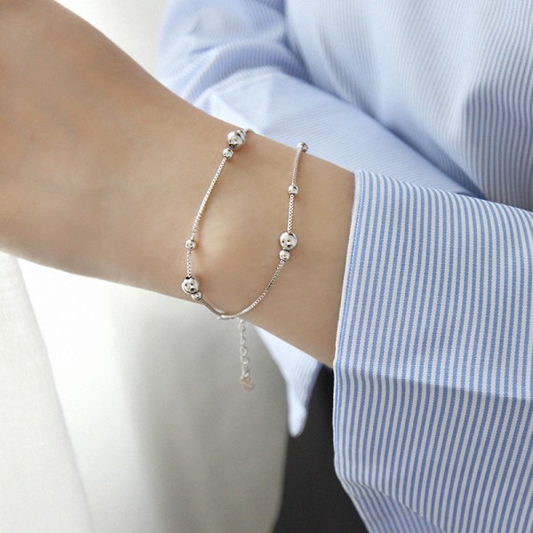 925 Sterling Silver Mixed Bead Bracelet