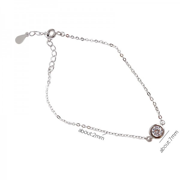 925 Sterling Silver Bracelet with Zirconia Pendant