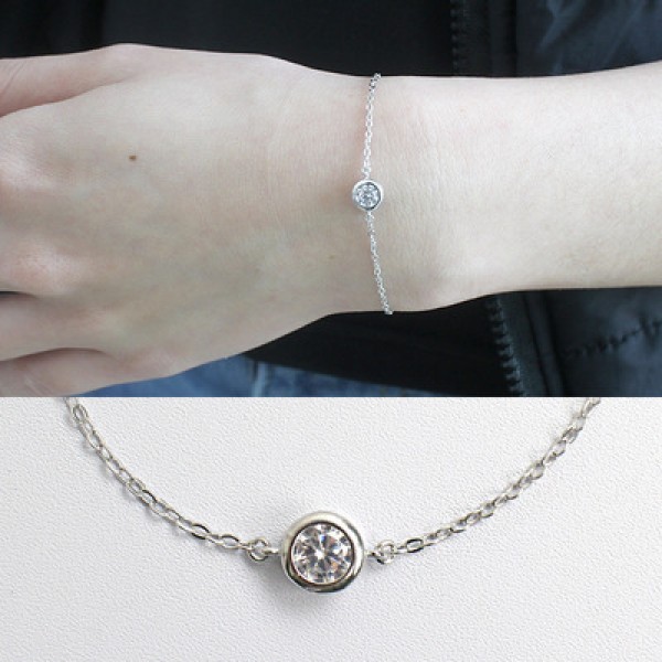 925 Sterling Silver Bracelet with Zirconia Pendant