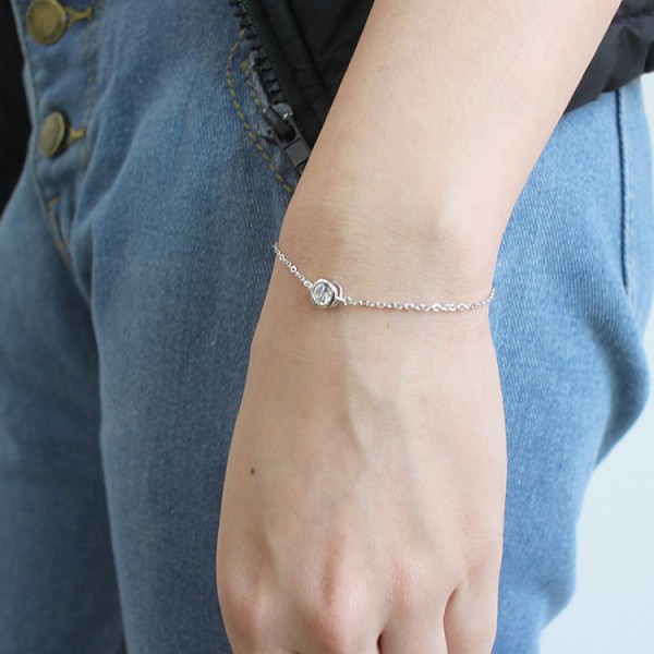 925 Sterling Silver Bracelet with Zirconia Pendant