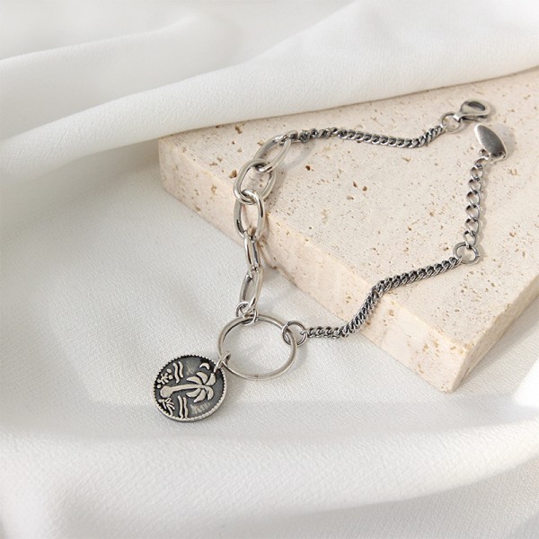 925 Sterling Silver Portrait Coin Bracelet