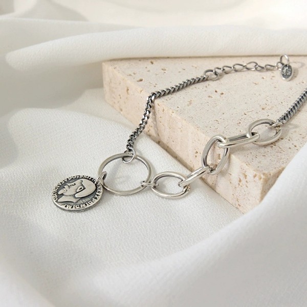 925 Sterling Silver Portrait Coin Bracelet