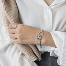 925 Sterling Silver Portrait Coin Bracelet