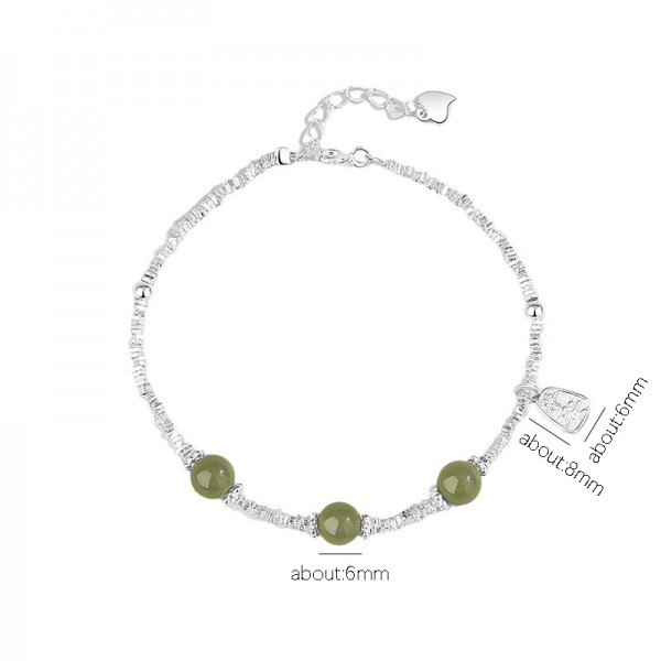 925 Sterling Silver Chrysoprase Bracelet