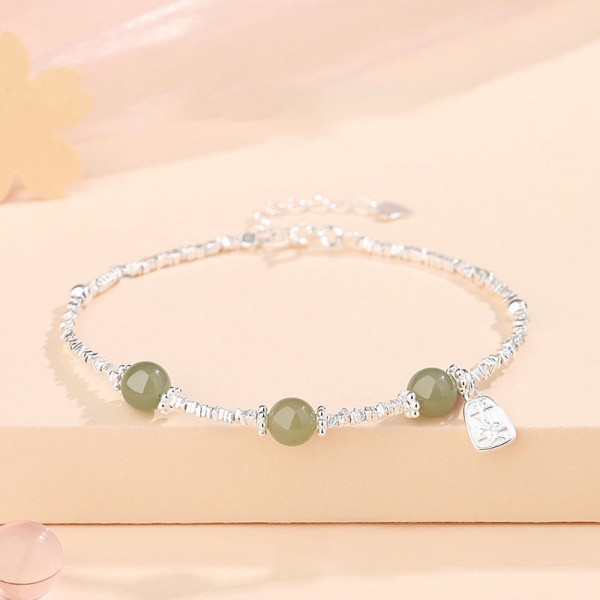 925 Sterling Silver Chrysoprase Bracelet