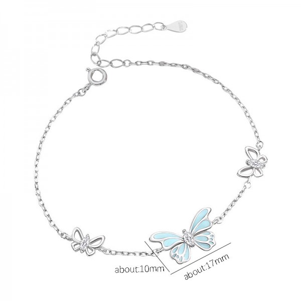 925 Sterling Silver Glow-in-the-Dark Butterfly Bracelet