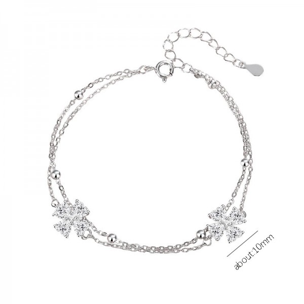 925 Sterling Silver Cross Flower Zircon Bracelet