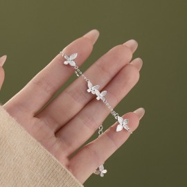 925 Sterling Silver Brushed Butterfly Bracelet