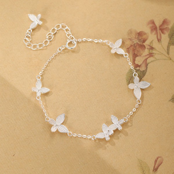 925 Sterling Silver Brushed Butterfly Bracelet