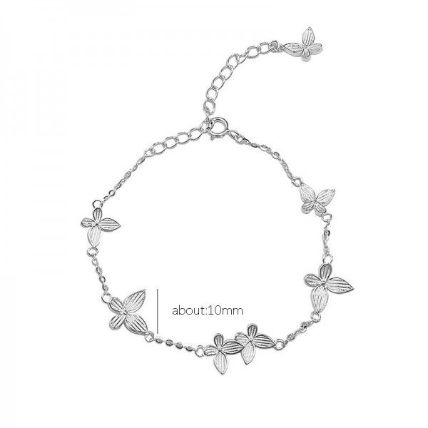925 Sterling Silver Brushed Butterfly Bracelet