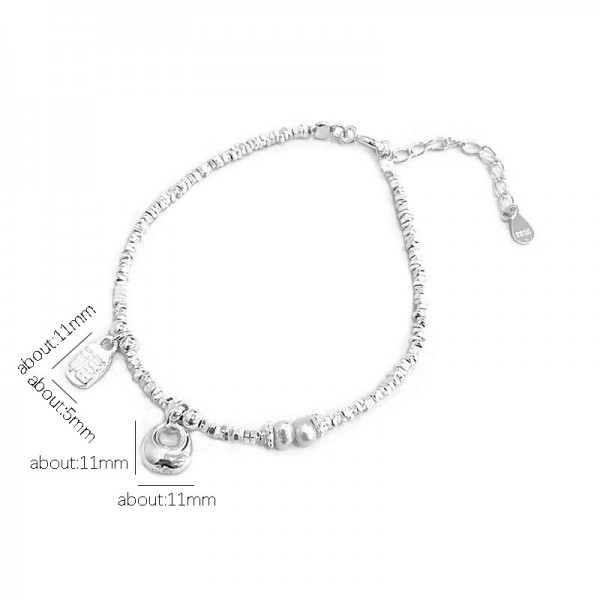 925 Sterling Silver Chinese Style Puffy Crushed Bracelet