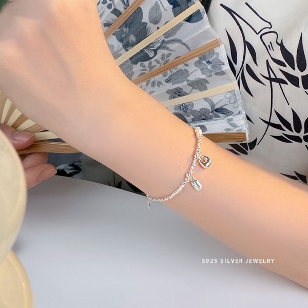 925 Sterling Silver Chinese Style Puffy Crushed Bracelet