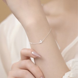 999 Sterling Silver Minimalist Butterfly Bracelet