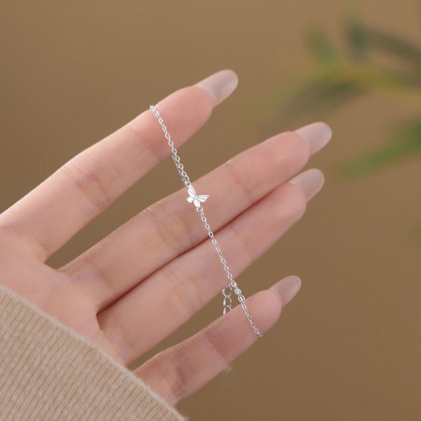 999 Sterling Silver Minimalist Butterfly Bracelet