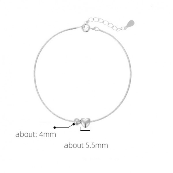 925 Sterling Silver Heart and Bead Bracelet