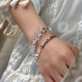 925 Sterling Silver Heart and Bead Bracelet