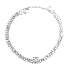 925 Sterling Silver Double-Layer Bead Bracelet