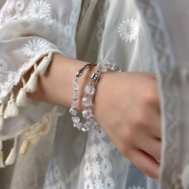 925 Sterling Silver Clear Quartz Bracelet with Mag...