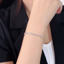 925 Sterling Silver Mini Square Full Pavé Bracele...