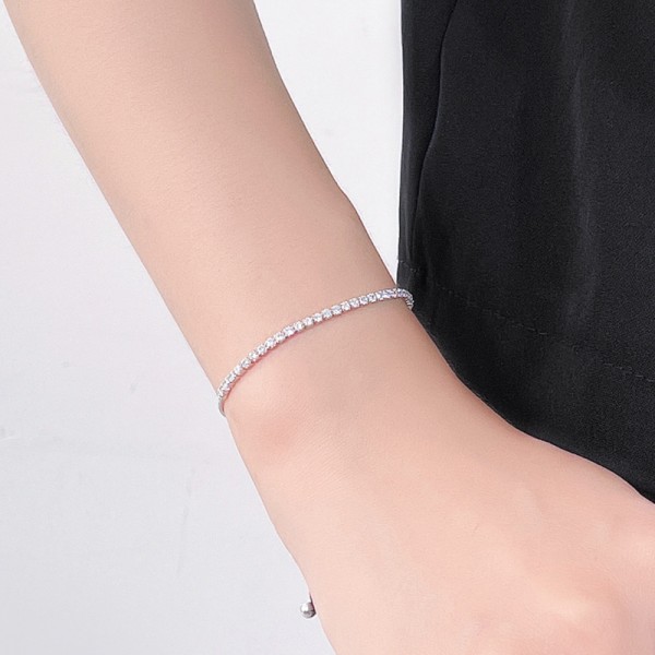 925 Sterling Silver Mini Square Full Pavé Bracelet