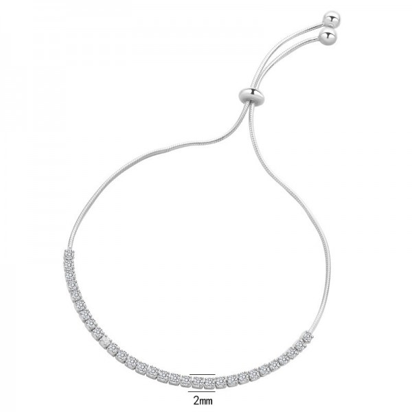 925 Sterling Silver Mini Square Full Pavé Bracelet