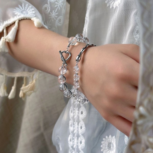 925 Sterling Silver Irregular Crystal Bracelet