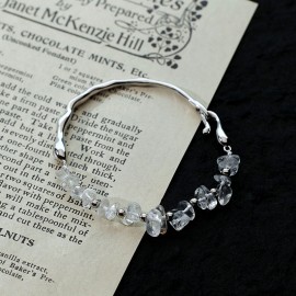 925 Sterling Silver Irregular Crystal Bracelet