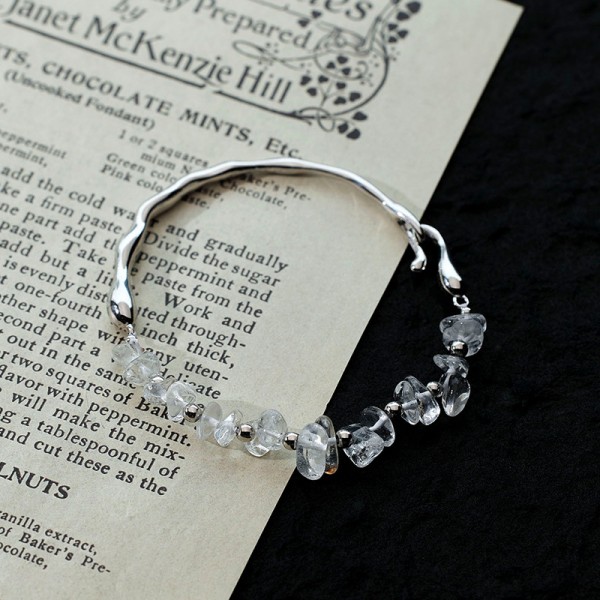 925 Sterling Silver Irregular Crystal Bracelet