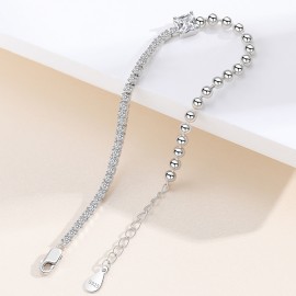 925 Sterling Silver Bead and Diamond Accent Bracel...