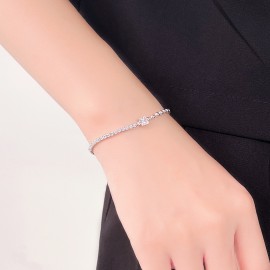 925 Sterling Silver Bead and Diamond Accent Bracel...