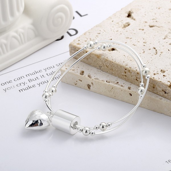 925 Sterling Silver Heart Elastic Bracelet