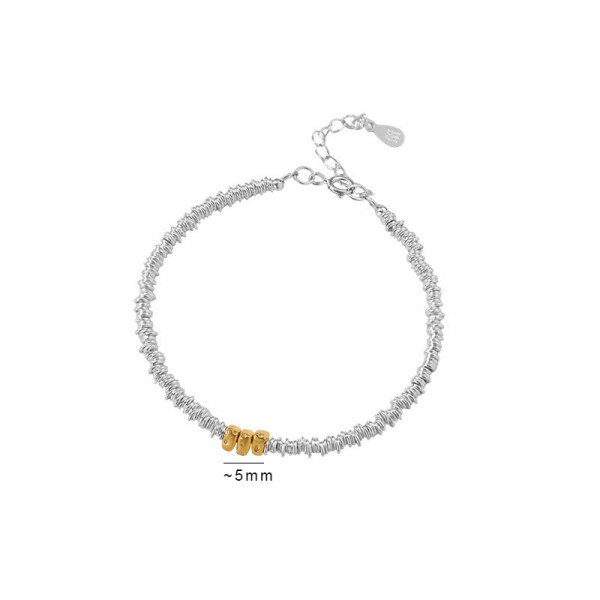 S999 Sterling Silver Cheese Hoop and Granulated Silver Bracelet
