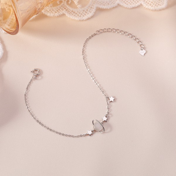 S925 Sterling Silver Planet Cat's Eye Bracelet