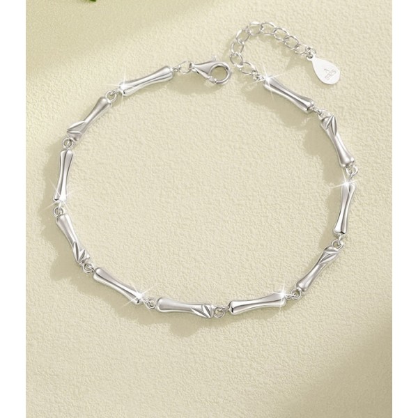 S999 Sterling Silver Minimalist Bamboo Joint Bracelet