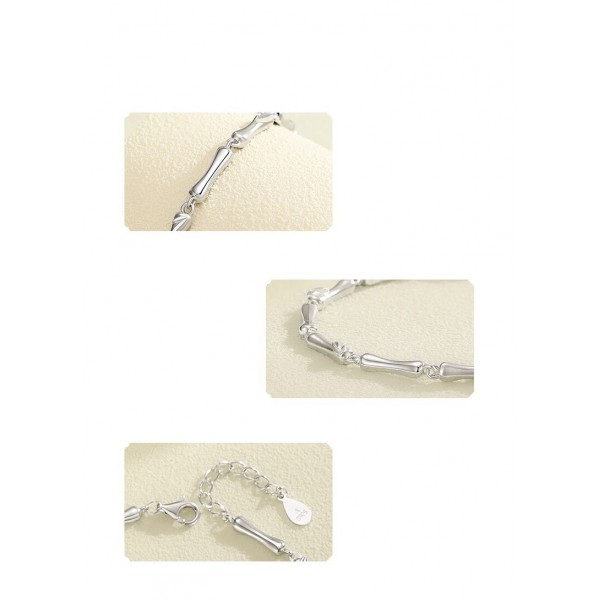 S999 Sterling Silver Minimalist Bamboo Joint Bracelet