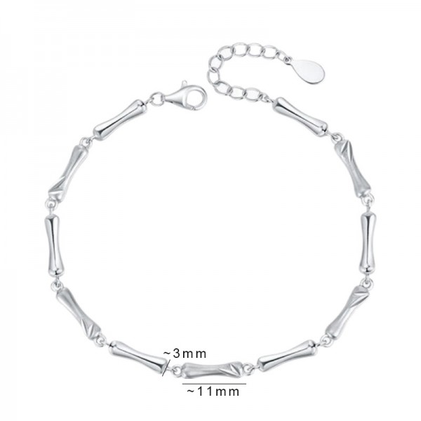 S999 Sterling Silver Minimalist Bamboo Joint Bracelet
