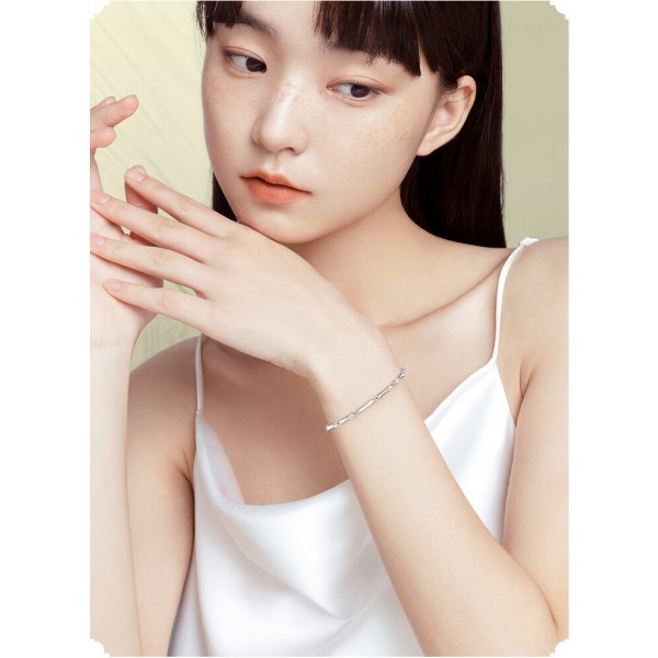 S999 Sterling Silver Minimalist Bamboo Joint Bracelet