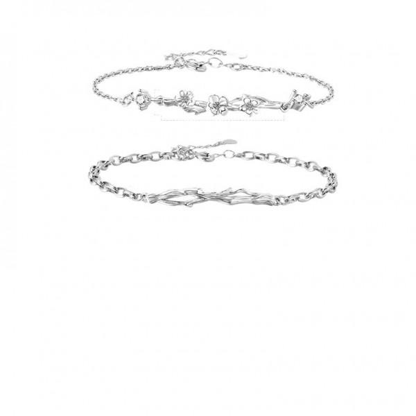 S925 Sterling Silver Uncommon Begonia Couple Bracelet