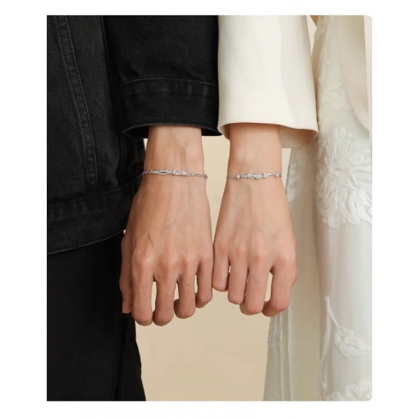 S925 Sterling Silver Uncommon Begonia Couple Bracelet