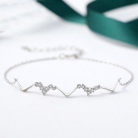 S925 Sterling Silver Heartbeat Fresh Style Bracele...
