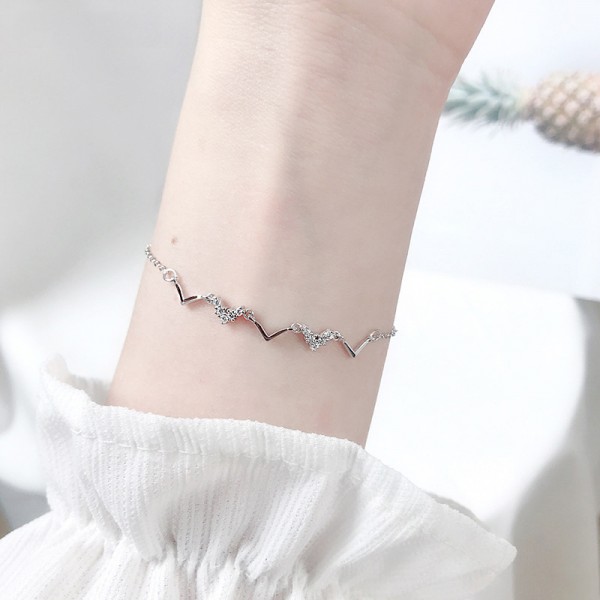 S925 Sterling Silver Heartbeat Fresh Style Bracelet