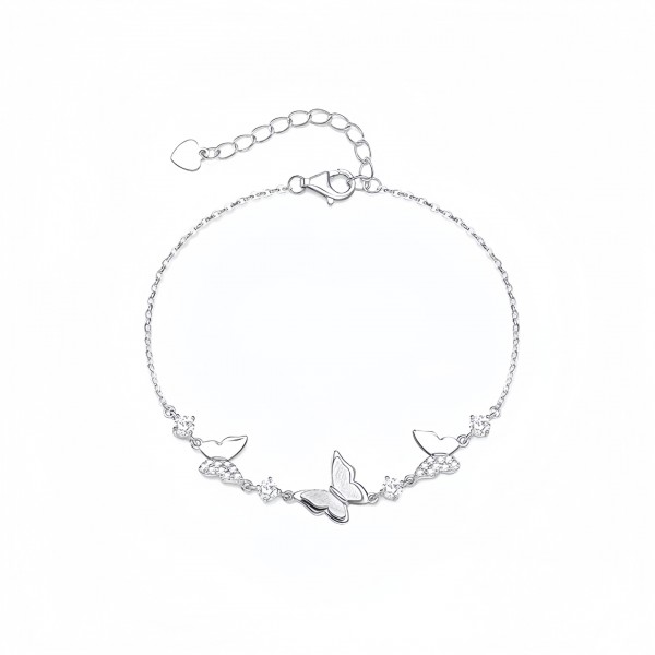 S925 Sterling Silver Unique Minimalist Moon Butterfly Bracelet