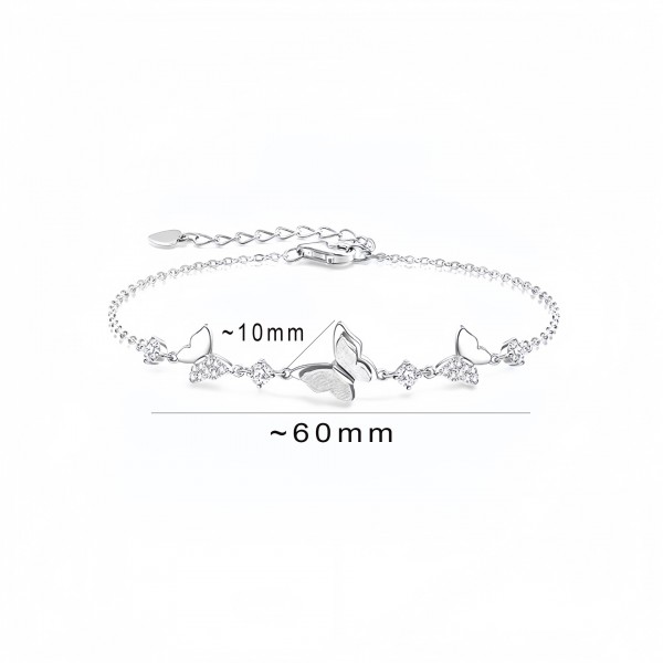 S925 Sterling Silver Unique Minimalist Moon Butterfly Bracelet