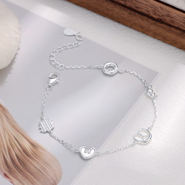 S925 Sterling Silver Minimalist Croissant Donut Bracelet